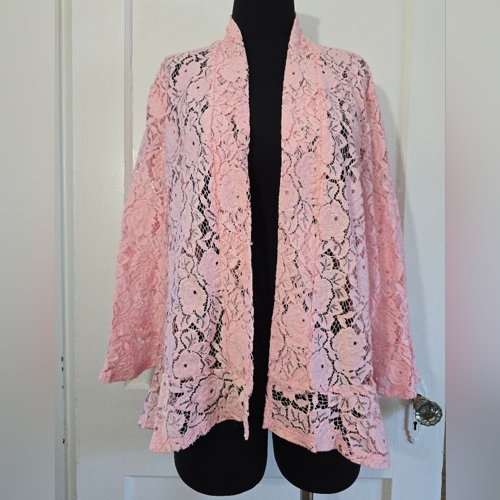 Pink Lace Open-Front Women's Jacket